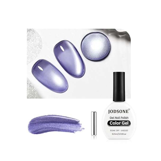 JODSONE 16.5ml Cat Eye Gel Nail Polish Glitter Light Gray Magnetic Reflective Translucent Need U V Curing