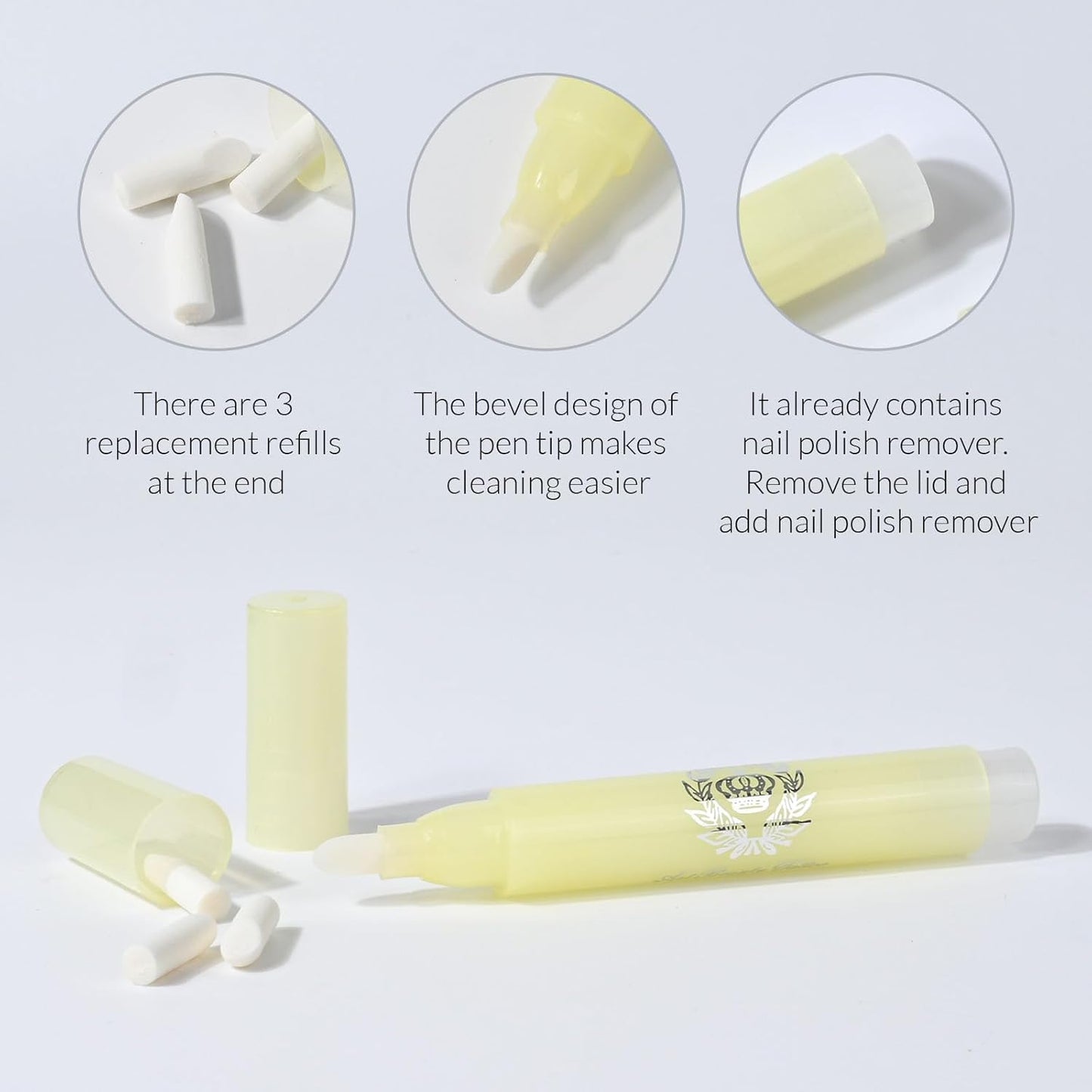4pcs Nail Polish Remover Corrector Pen with 3 Cotton Tip Refills each, Cuticle Nail Edge Cleaning Pen for Manicure Art DIY Clean Up Tool