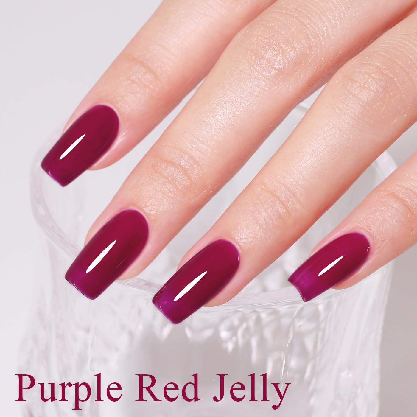 Imtiti Jelly Gel Nail Polish, Purple Red Sheer Jelly Nail Gel Polish Autumn Winter Translucent Art Manicure Soak Off UV LED Salon DIY Design 10ML