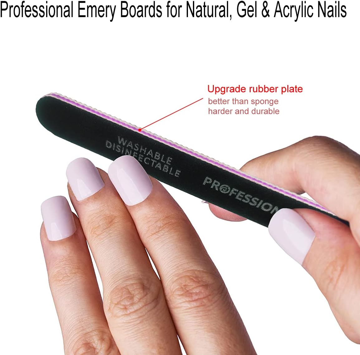 16PCS Nail Files and Buffer with Storage Box,Professional Manicure Pedicure Kit White Buffer Block Reusable 100/180 Grit Nail Files Emery Board Black for Nature Acrylic Nails Home Salon Travel Use