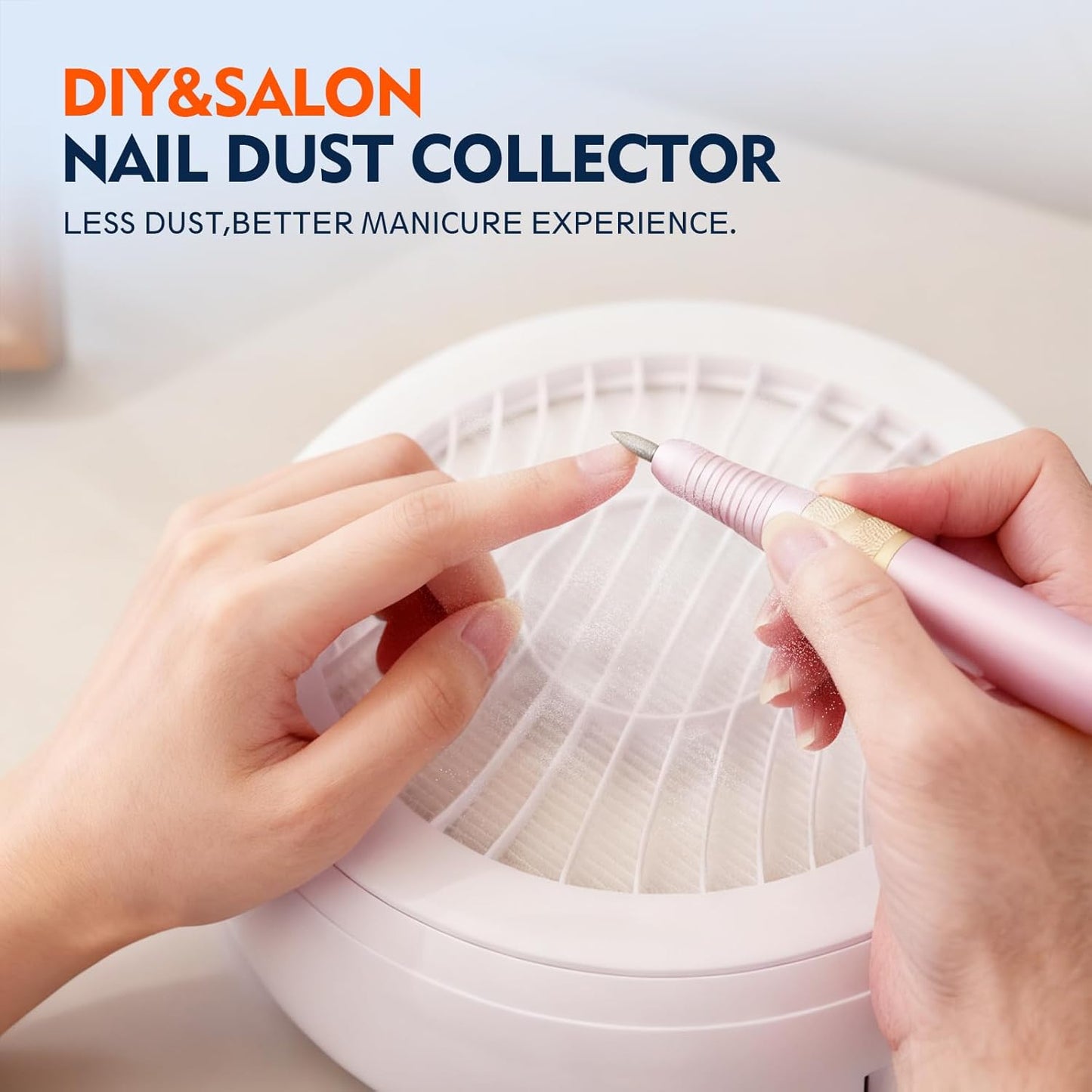 Goodoo Nail Dust Collector, Compact Nail Dust Collector for Beginner with Reusable Filter for Acrylic Nail Polishing Manicure Dust Collector Nail Tech Salon Home