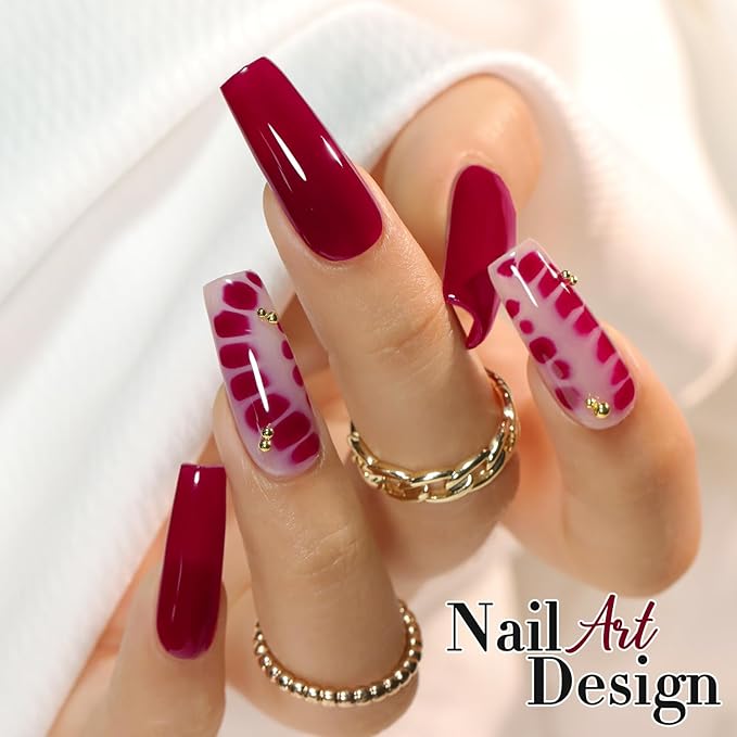 Double Rhythm 0.50 OZ Gel Polish Hema Free Same Color Same Bottle Golden Round Translucent Neutral Natural Milky 15 ML Jelly UV Polish Art DIY at Home (Burgundy-C1129)