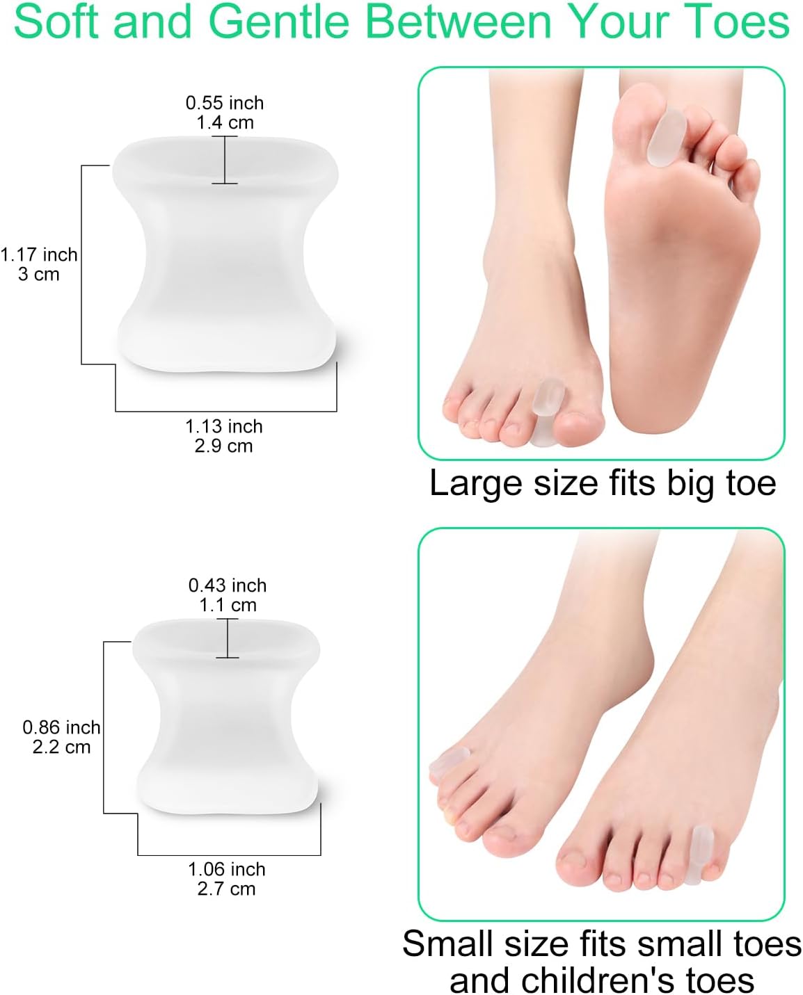 12 Pack Gel Toe Separators Silicone Toe Spacers for Women Men Bunion Corrector Toe Pain Relief, Toe Alignment, Soft Toe Spacer for Crooked Toes, Overlapping Toes, Hammertoe Correction (Small)