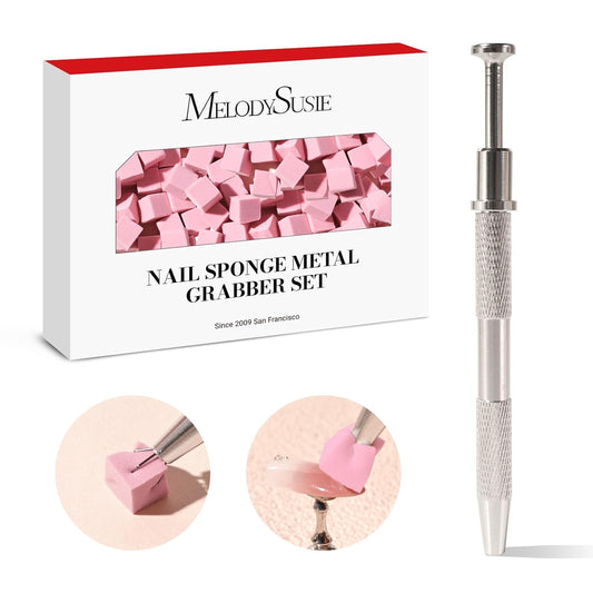 MelodySusie Soft Nail Sponges for Ombre, Nail Art Sponges With Grabbing Pen, Blooming Nails, Gradient Nail, Manicure Nail Art Tools, Professional Accessories Supplies for Home and Salon Use