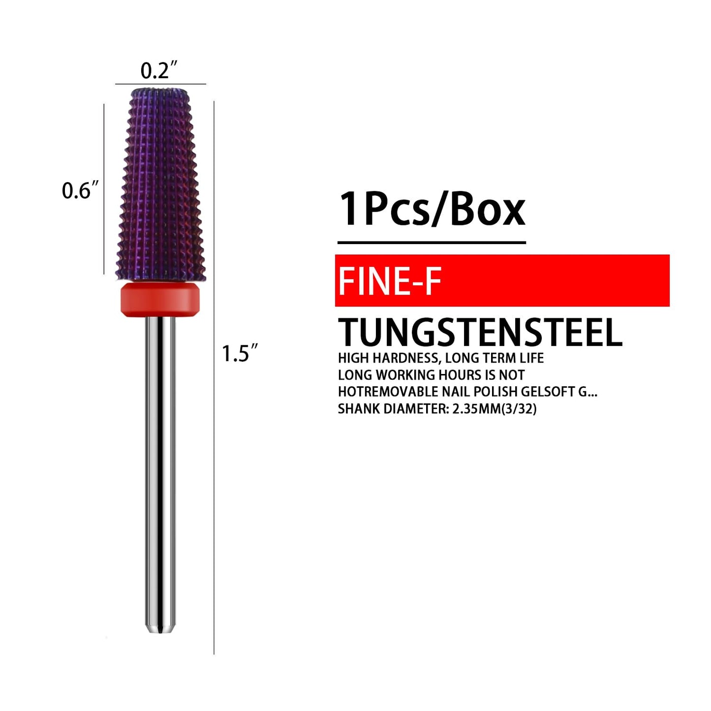 5 in 1 Nail Drill Bits,Multi-Function Straight Cut for Both Left and Right Handed,Carbide Tungsten Steel bits for Acrylic Nail Gel Fast Remove (F, Purple)