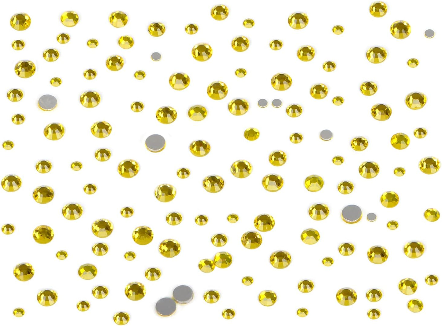 Bymitel 7200 Pieces 6 Mixed Sizes Glue Fix on Glass Rhinestones Round Crystal Gems Flatback for DIY Jewelry Making with one Picking Pen (6-Sizes 7200PCS, Citrine)