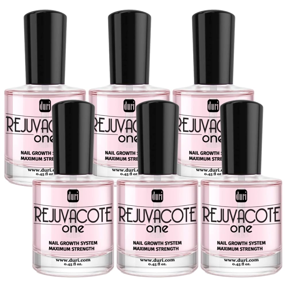 duri Rejuvacote 1 Original Maximum Strength Nail Growth System Base, Top Coat - Nails Hardening, Repair, Chipping, Strengthen, Breaking and Brittle Treatment (Pack of 6)
