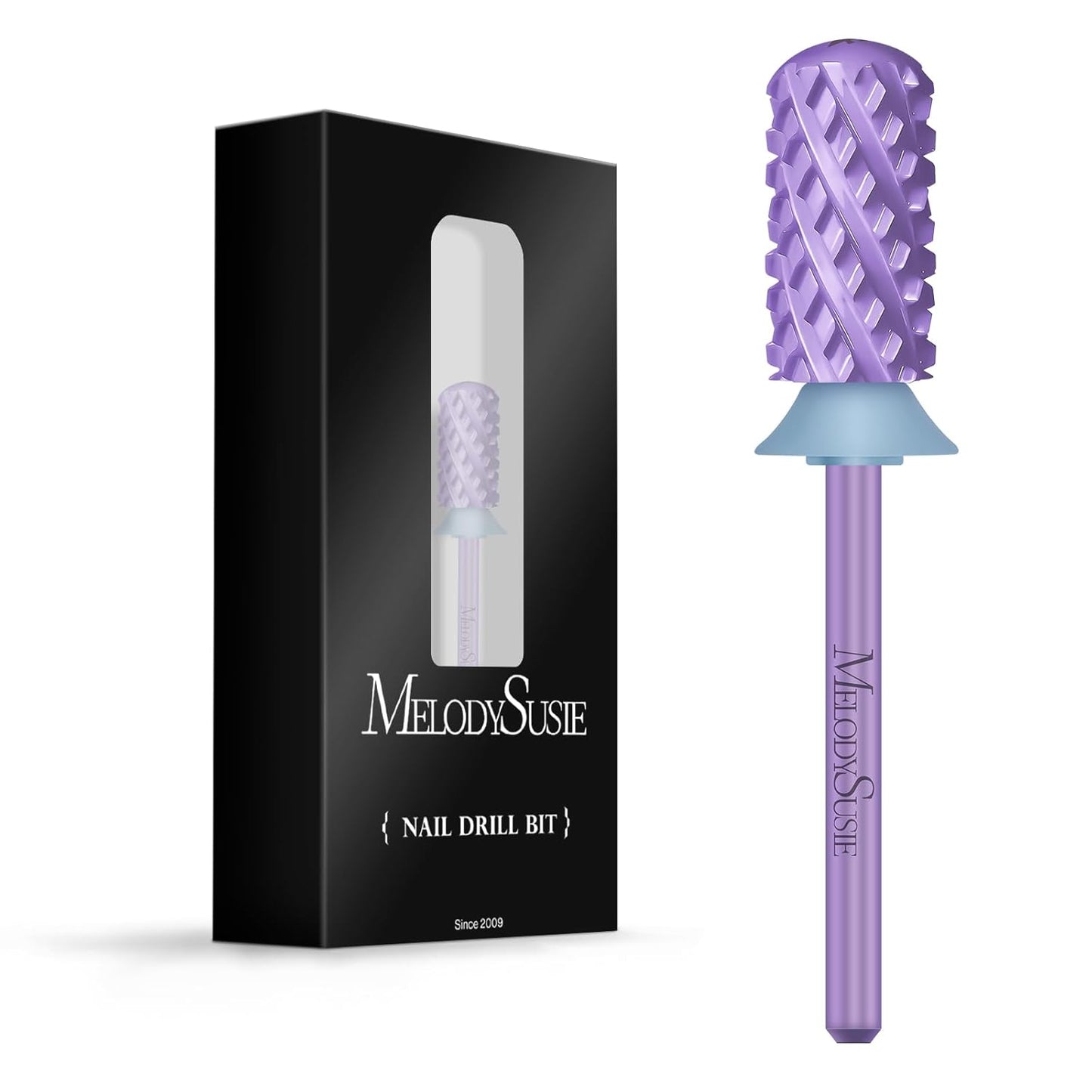 MelodySusie Safety Nail Drill Bits, 3/32'' Smooth Round Top Large Barrel Carbide Bits, Suitable for Manicure Pedicure Cuticle Gel Polishing, Beginners Bits, Purple, Series Bit-S, 4XC
