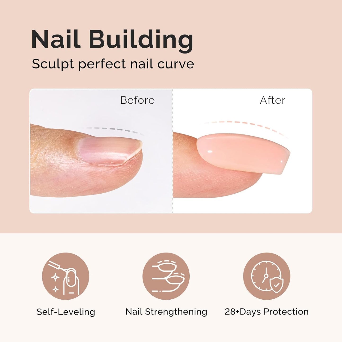 MelodySusie Hema Free Nude Pink Builder Nail Gel for Nails Thickening, 0.5 Fl Oz, Soak Off UV Extension Gel, Nail Art Design Salon DIY Manicure at Home for Women H1403