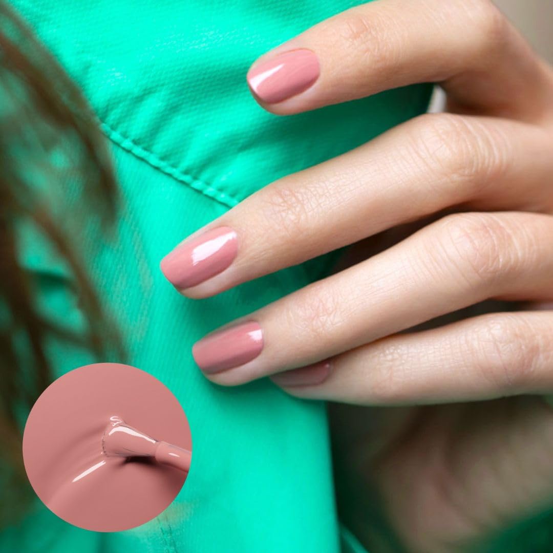 Manucurist Green Nail Polish Old Rose Natural Classic Nail Polish 9-Free Vegan and Plant-Based (77%) 0.5 fl oz