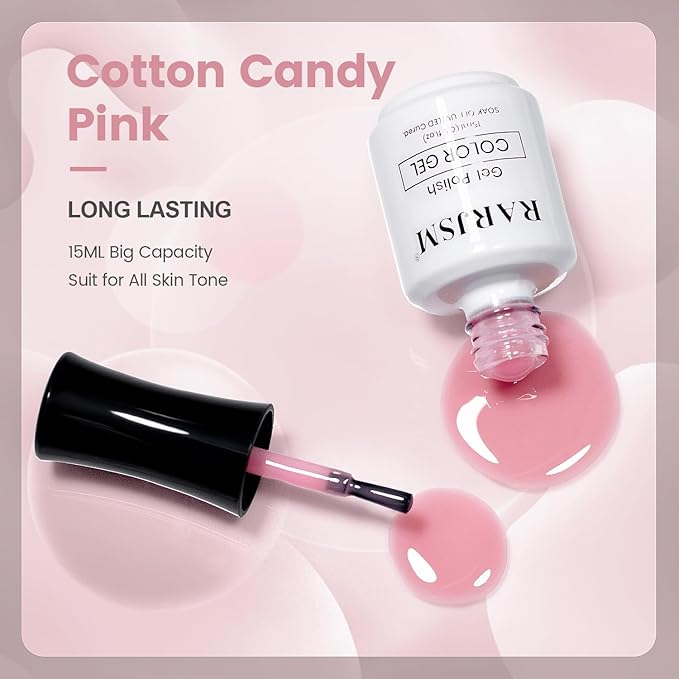 RARJSM Nude Jelly Gel Nail Polish Cotton Candy Pink Neutral Skin Tone Sheer Gel Polish 1PC 15ml Single Bottle Cream Transparent Pink Nail Gel Polish Soak off UV LED Cured for Home Salon DIY Manicure