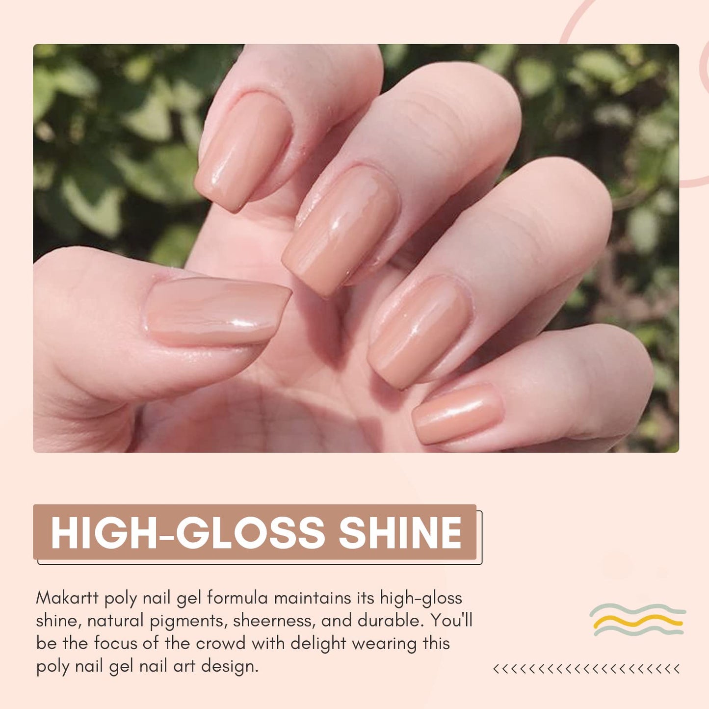 Makartt Poly Nail Gel, 50ML Nude Nature Color, Strong Builder for Extension Overlay Strengthener 3D Diy, Multifunctional, Long-lasting for Nails French Manicures Home Salon-Puce