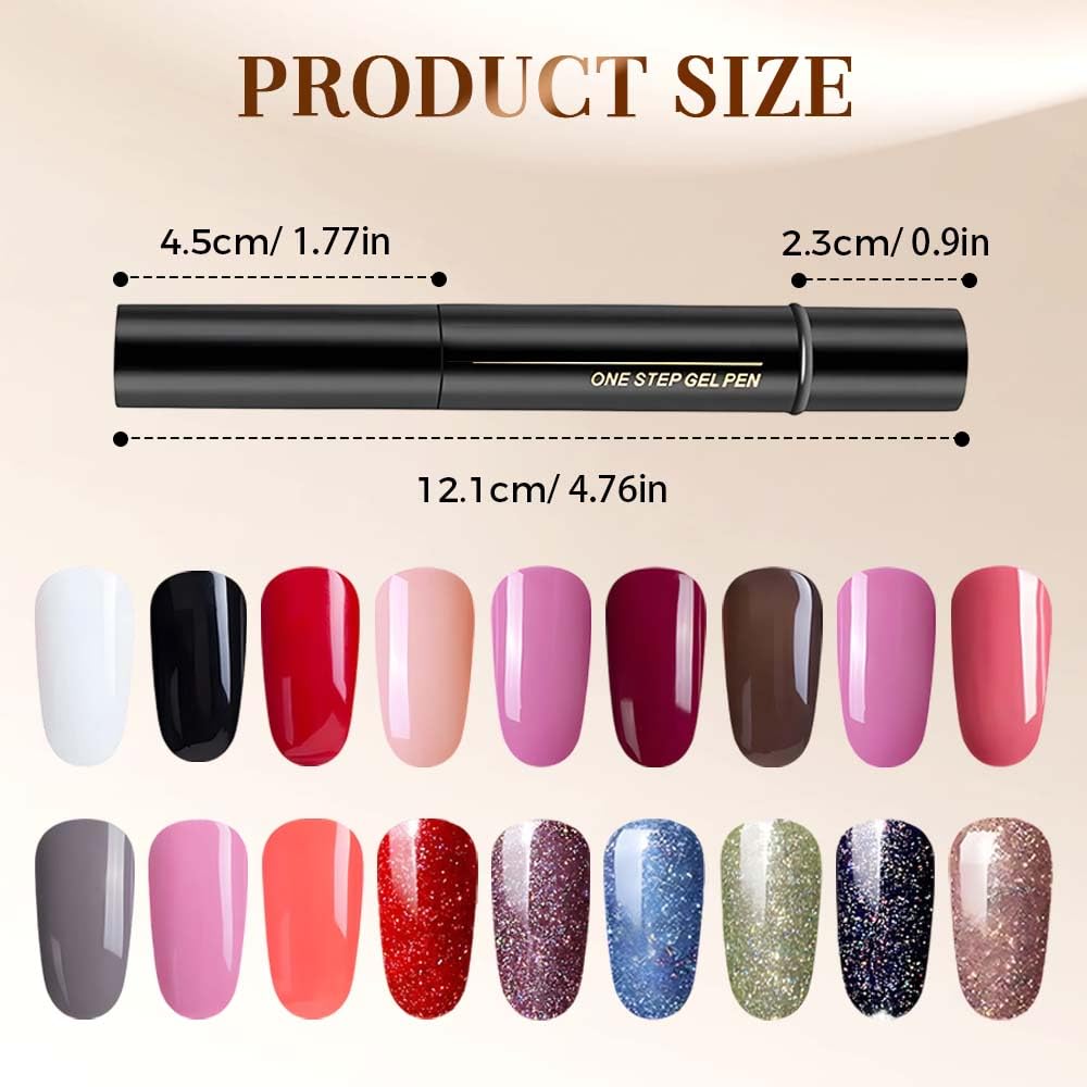 Nail Polish Pens, 3 in 1 Quick Dry Gel Polish Pens with 18 Colors 5ML, for DIY Nail Art, Easy Home Use for Women (Color 1-6)
