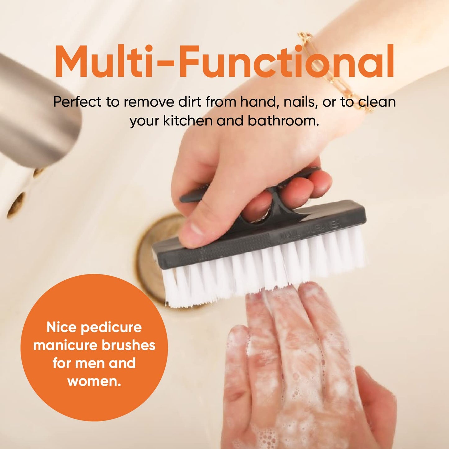 Superio Nail Brush for Cleaning Fingernails, Nail Scrubber Brush, Toe Foot Hands Fingernail Brush Cleaner- Small Scrub Brush- All-Purpose Stiff Cleaning Brush (8, Black)
