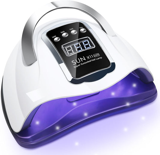 Wisdompark UV LED Nail Lamp 280W, UV Light for Gel Nails with 66Pcs Lamp Beads and Automatic Sensor/4 Timer Settings Professional Nail Dryer for Gel Polish Manicure Art Tools for Home Salon