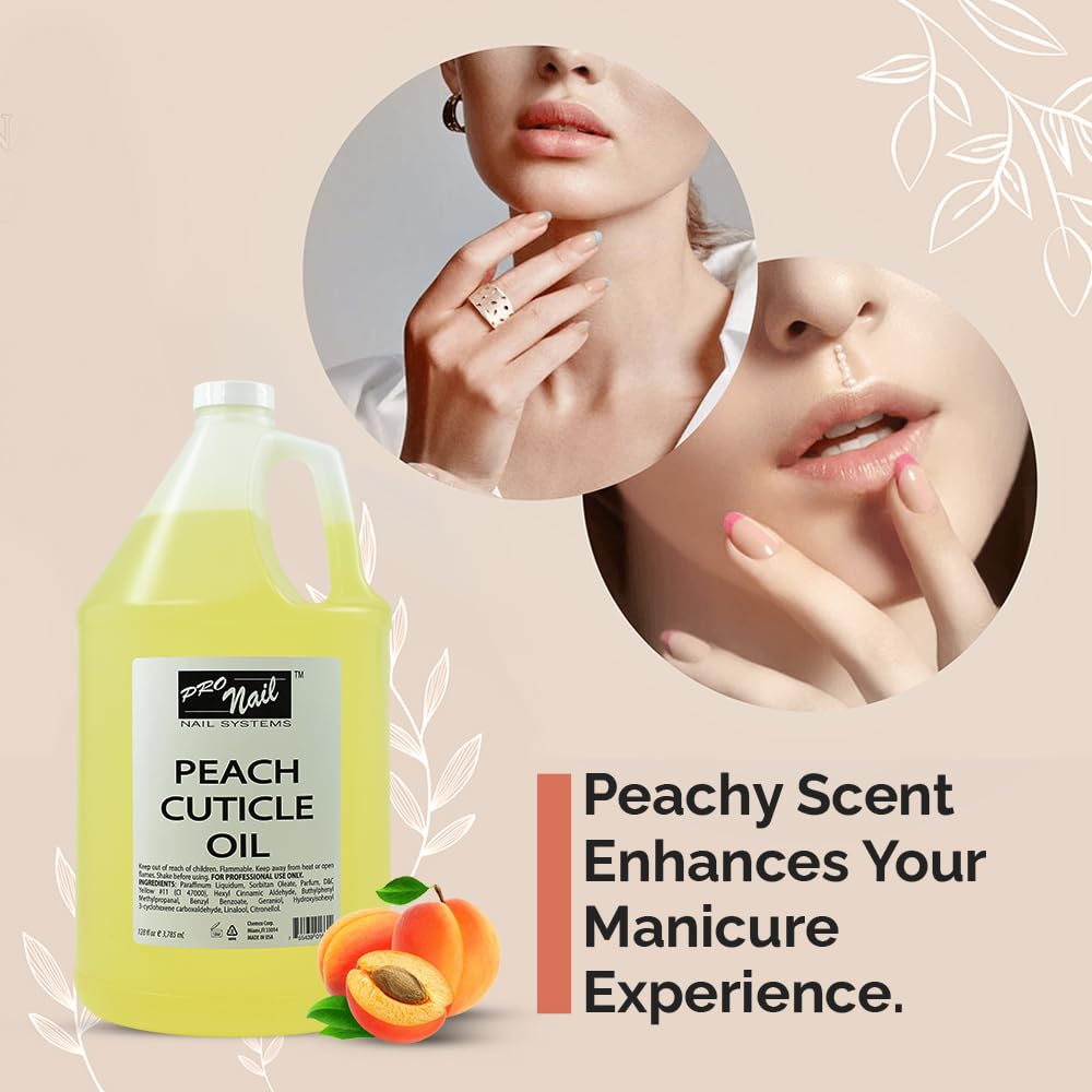 PRO NAIL - Cuticle Revitalizing Oil for Nails, Peach, 128 Oz - Professional Strength, Pedicure and Manicure - Moisturizes and Strengthens Nails and Cuticles - Soothing and Nourishing, Bulk