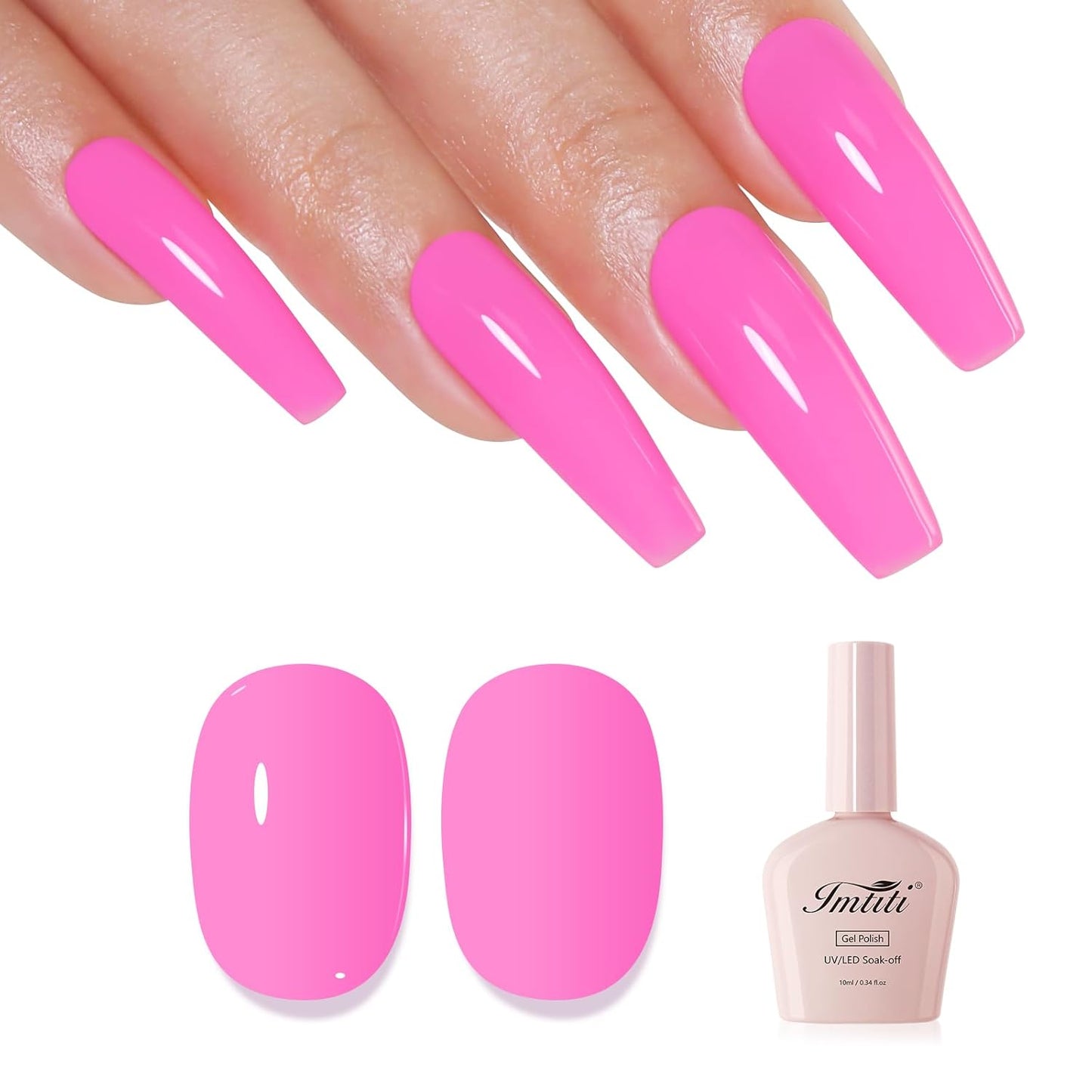 Imtiti Pink Gel Nail Polish, Purple Pink Gel Polish High Gloss Soak Off UV LED Nail Gel Polish Spring Summer Art Manicure Salon DIY Design 10ML