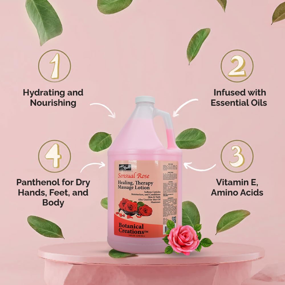 PRONAIL - Healing Therapy Massage Lotion, Sensual Rose, 128 Oz for Professional Pedicure, Body and Hot Oil Manicure