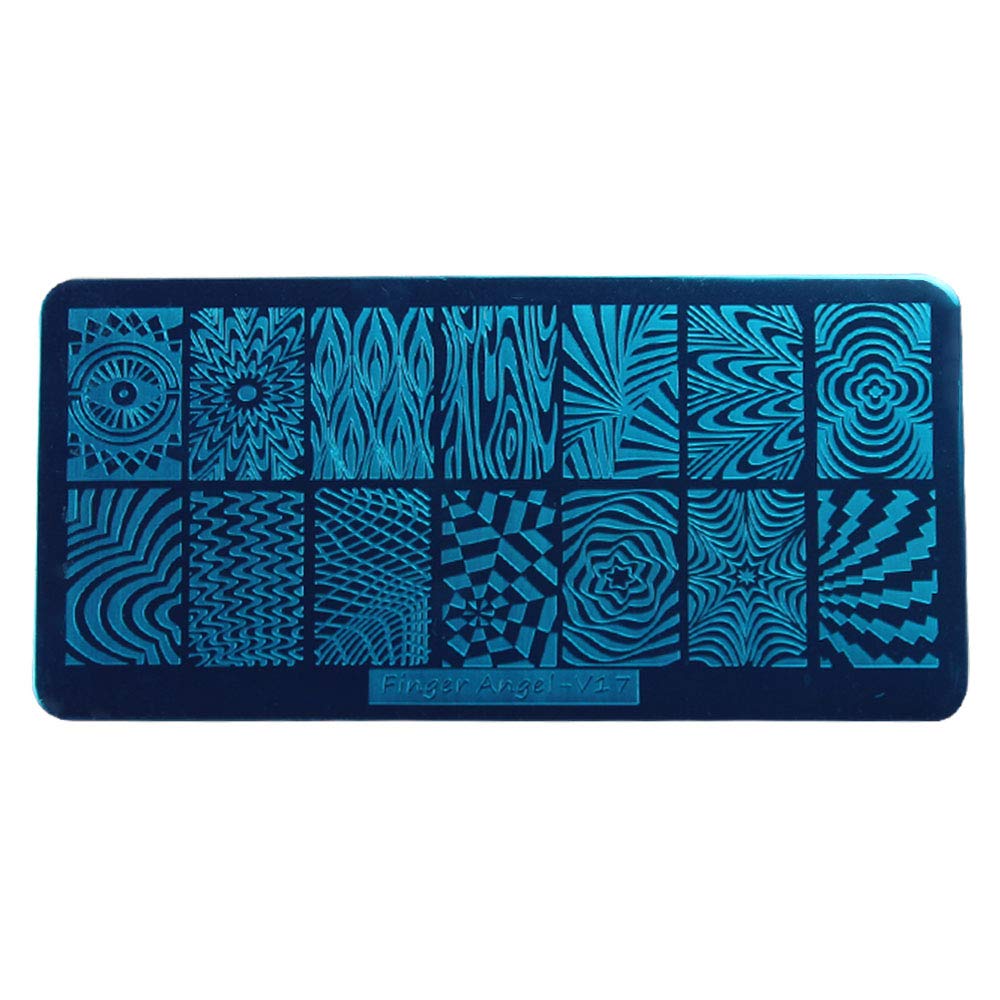8pcs Nail Stamp Plates + Nail Stamper with Scraper+ 1 Pcs storage bag Nails Art Stamping Plate Scraper Stamper Set Leaves Flowers Animal Template Image (V17-24)