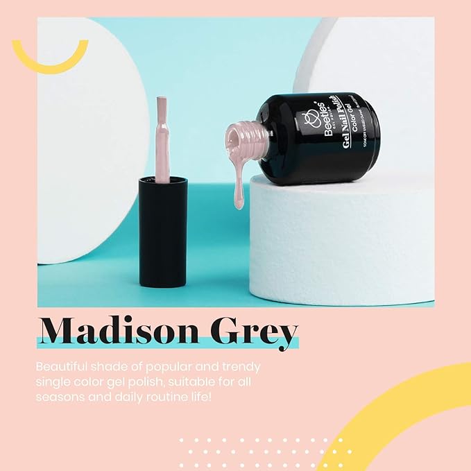 Beetles Nude Gel Nail Polish, Neutral Grey Taupe Winter Gel Polish Soak Off U V LED Nail Lamp Nail Art Manicure Salon DIY Home