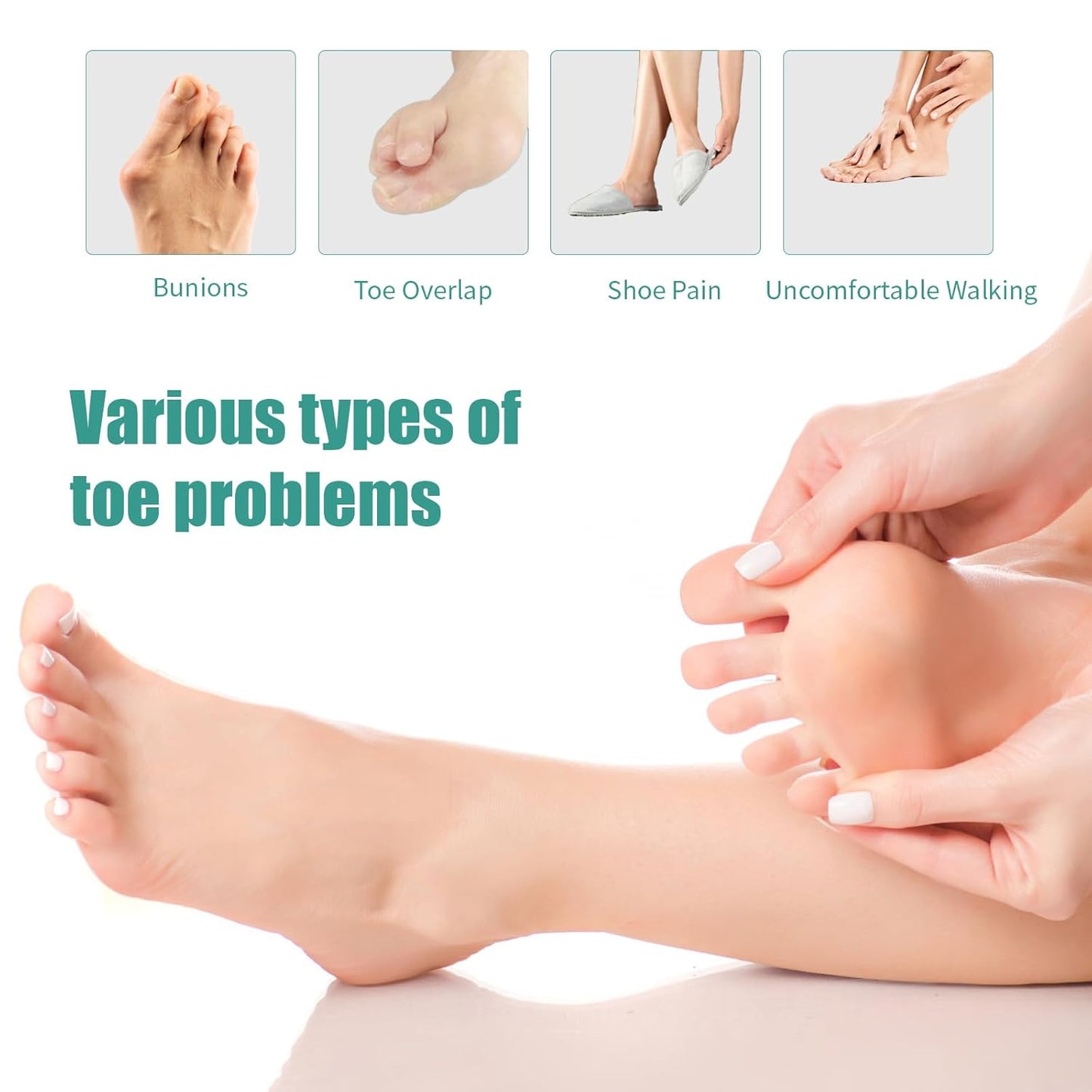 4 Pcs Silicone Toe Spacers – Yoga Toe Separators for Toe Straightening & Relaxation | Correct Overlapping Toes, Bunions, Hammer Toe | Toe Support toe separators for Women & Men (Black, 3.98)