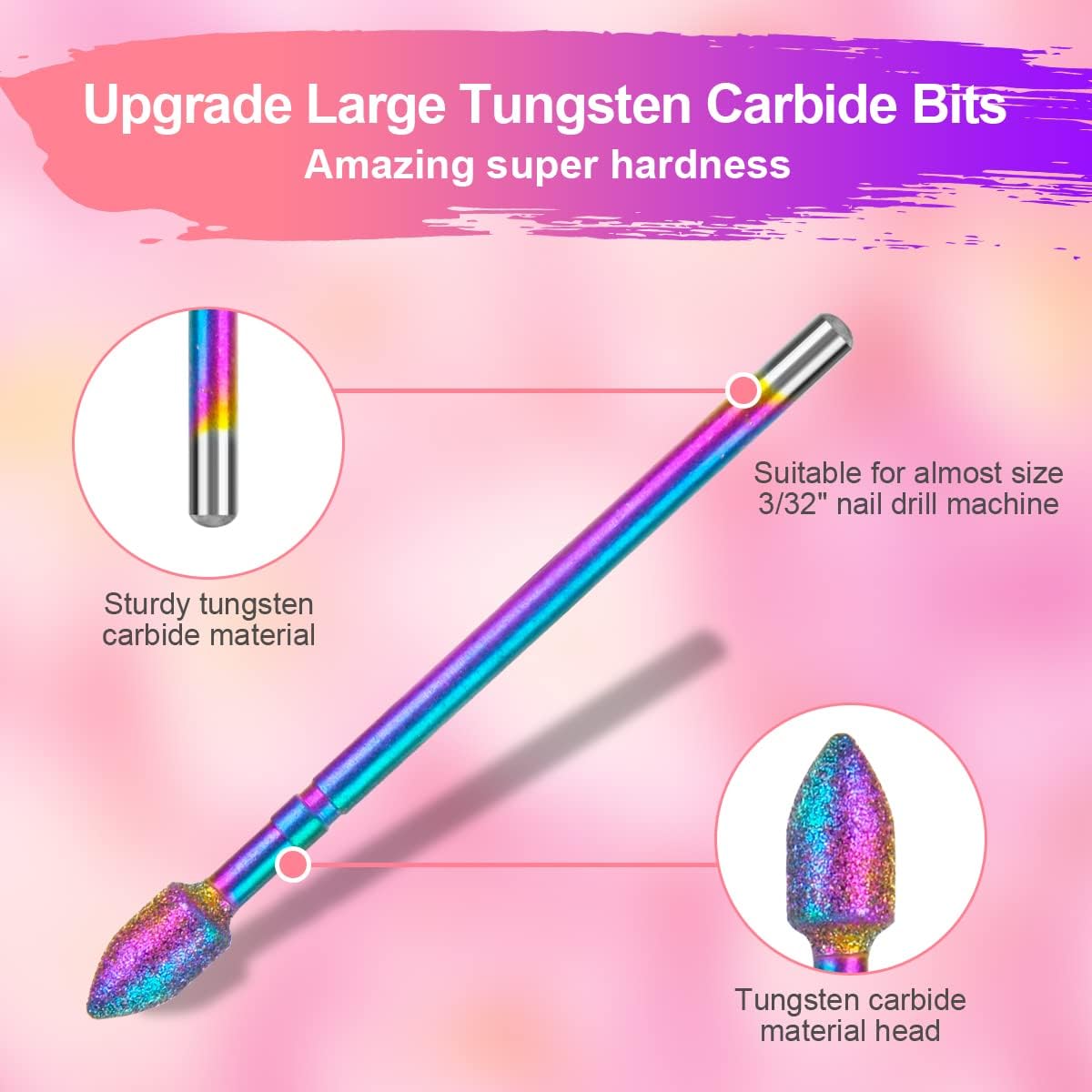 URAQT Nail Drill Bits Set, 11pcs Electric Nail Drill Bits Kit 3/32" Tungsten Steel Carbide Nail Bits, Cuticle Polishing Bits for Acrylic Gel Nails, Electric Nail Files Manicure Pedicure Drill Tool