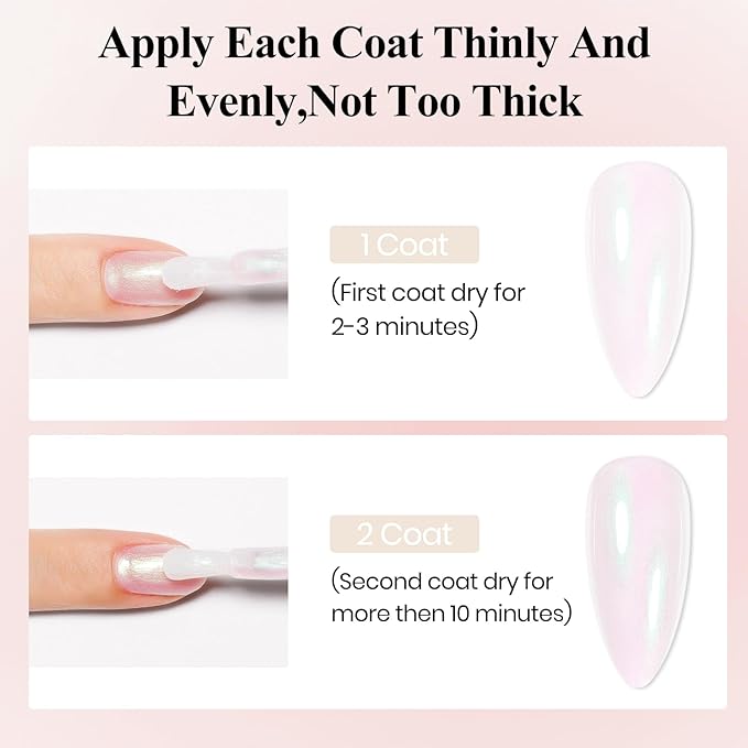 Quick Dry Nail Polish - Mermaid Shimmer Nail Lacquer Pearl White, Green Aurora Effect, Air Dry Fast Fingernail And Toenail Polish, 12ML