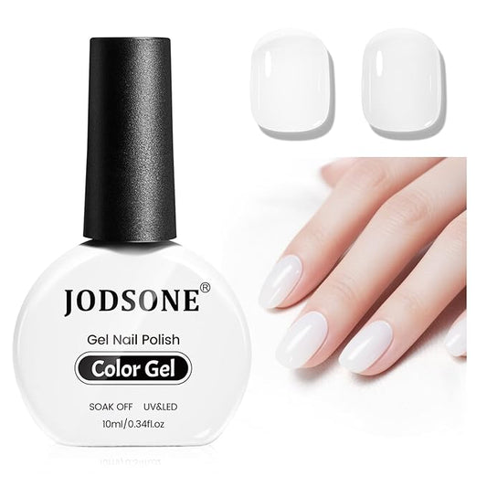 JODSONE 10ml Classic White Gel Nail Polish LED Gel Polish Milky white Nail Color Professional Finish Easy to Apply Low Odor Need U V Lamp Curing