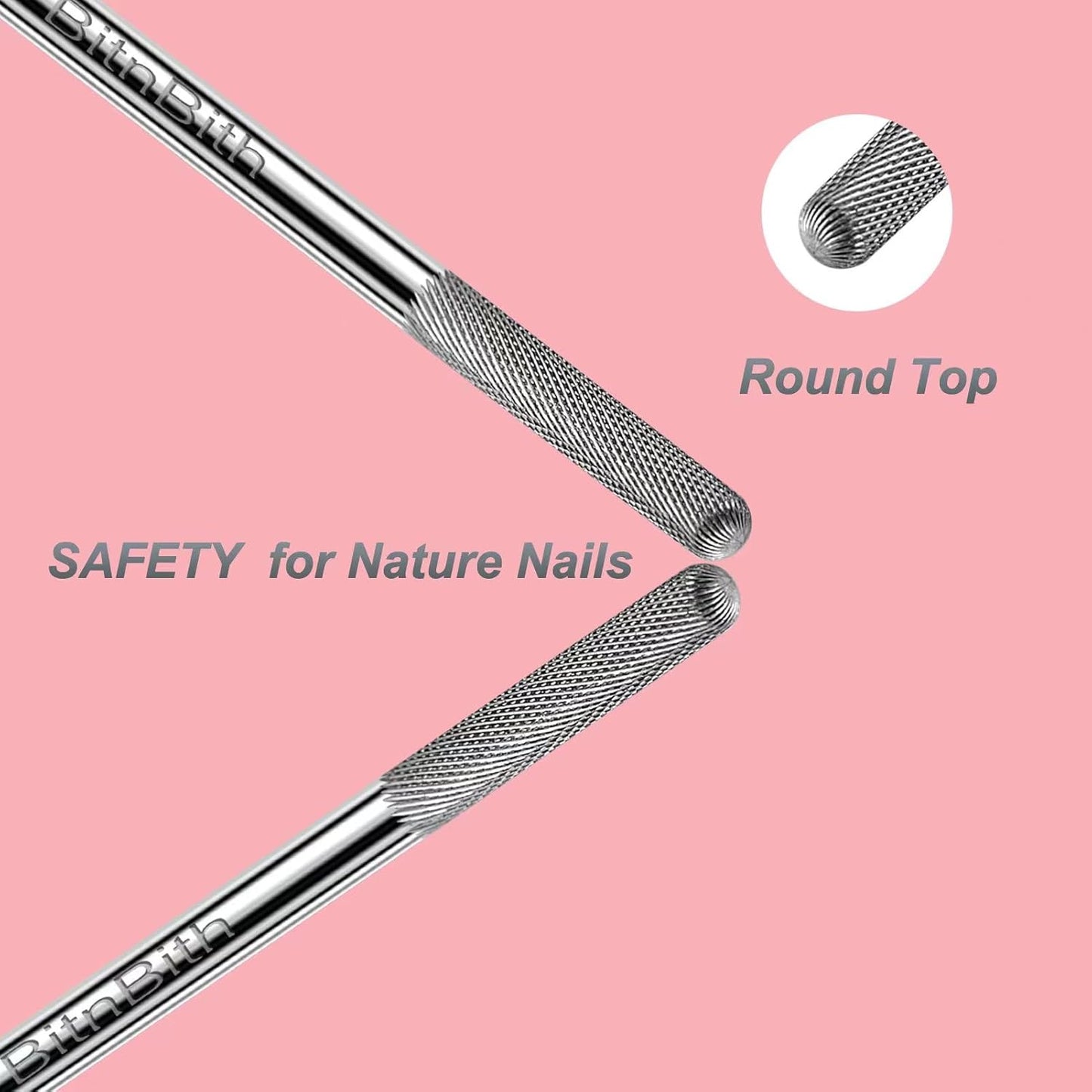 Nail Drill Bit Nature Nail Buffer Drill Bit 3/32",Professional Safety Carbide Nail Prepare Bit for Cuticle Dead Skin Cleaning Nail Bed File 2-Way Rotate for Manicure Home Salon,3XF-Round