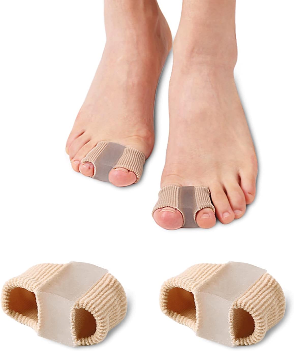 Bunion Toe Separators for Overlapping Toes Women Men, Gel Toe Spacers Bunion Corrector with 2 Loops for feet, Hammer Toe Straightener(2PC)