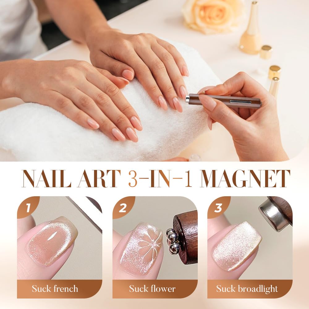 Heart Magnet for Cat Eye Gel Polish, Magnetic Nail Art Tool for Stunning Cat Eye Effect, DIY Manicure Kit with Y-Shaped Guide Sticks, Nail Magnet for Home and Salon Use (Cat Eye Nail)
