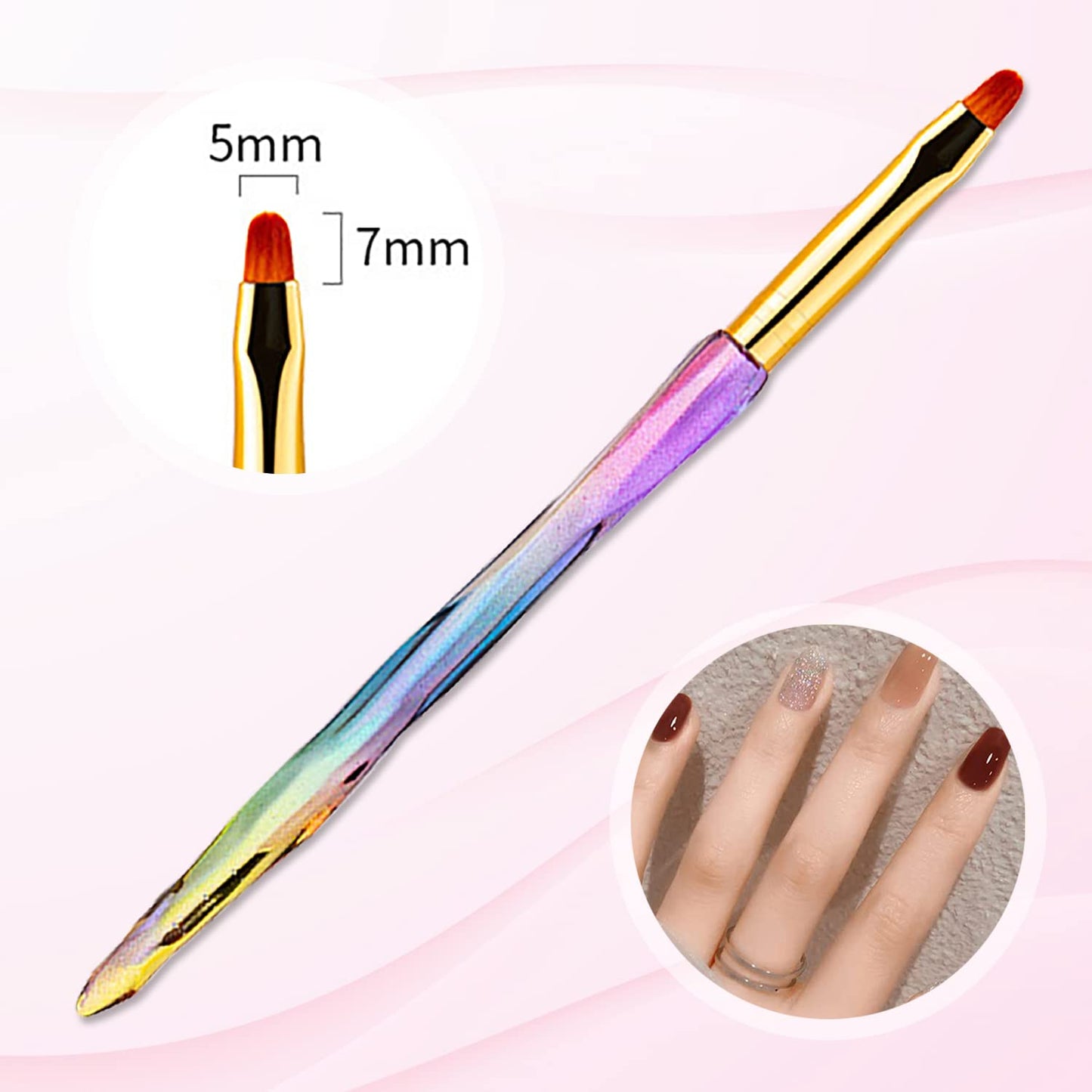 SILPECWEE 3pcs Nail Clean Up Brushes, Nail Polish Remover Brush, Nail Brushes for Cleaning Polish Mistake, Acetone brush, Nail Art Brush Manicure Brush for Nails Design Tool