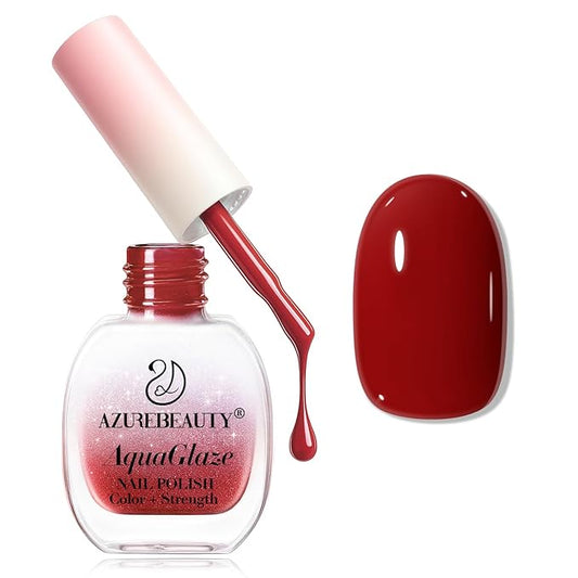 AZUREBEAUTY Dark Red Nail Polish, Burgundy Natural Quick Dry Christmas Nail Strengthening Glossy Finish for DIY Manicure & Nail Art, Salon Quality