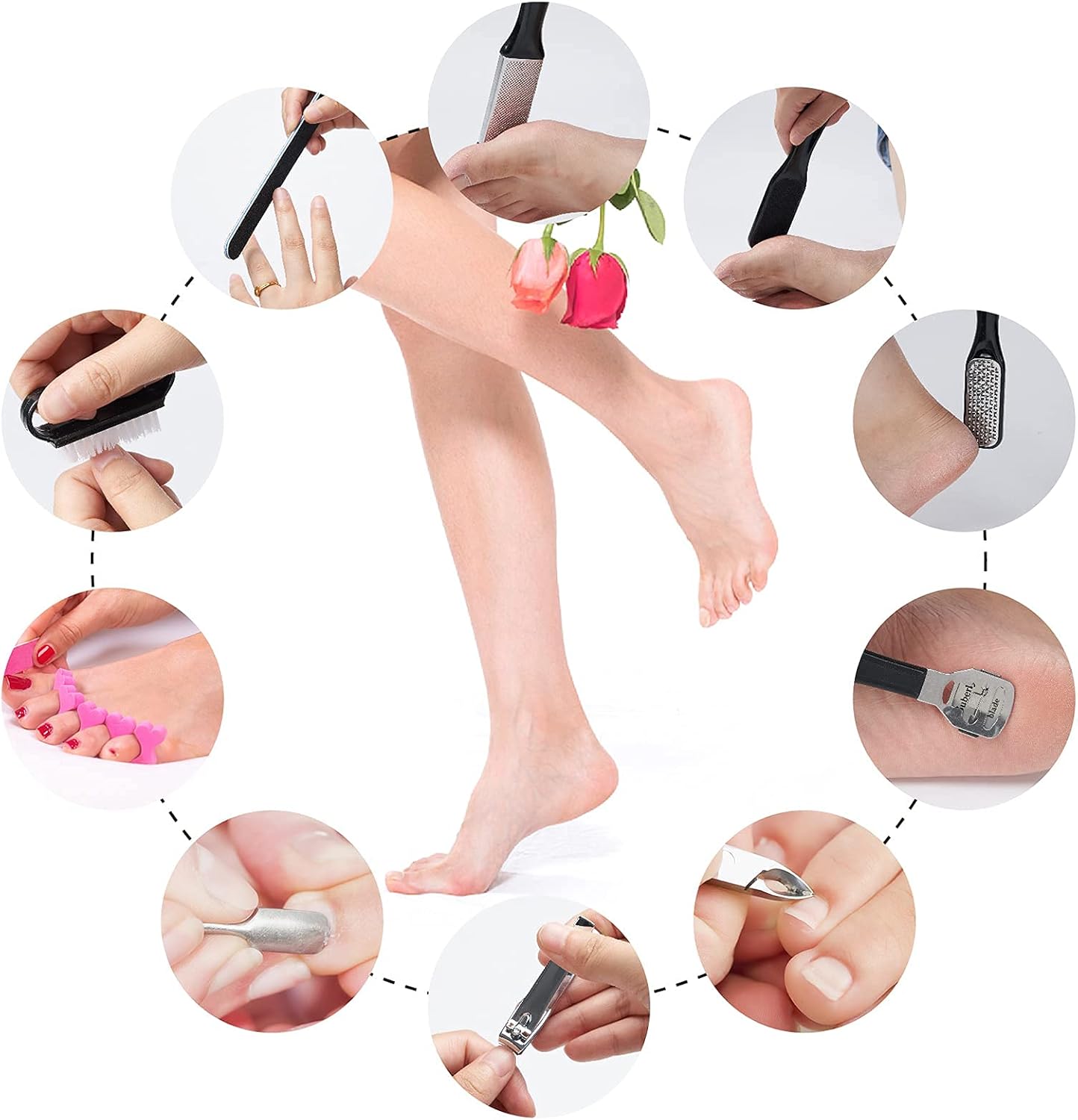 31Pcs Foot & Hand File Pedicure Tools Kit for Dead Skin Remove, Nail Maintain with Cleaning Storage Box for Men Women Salon or Home Best Gift