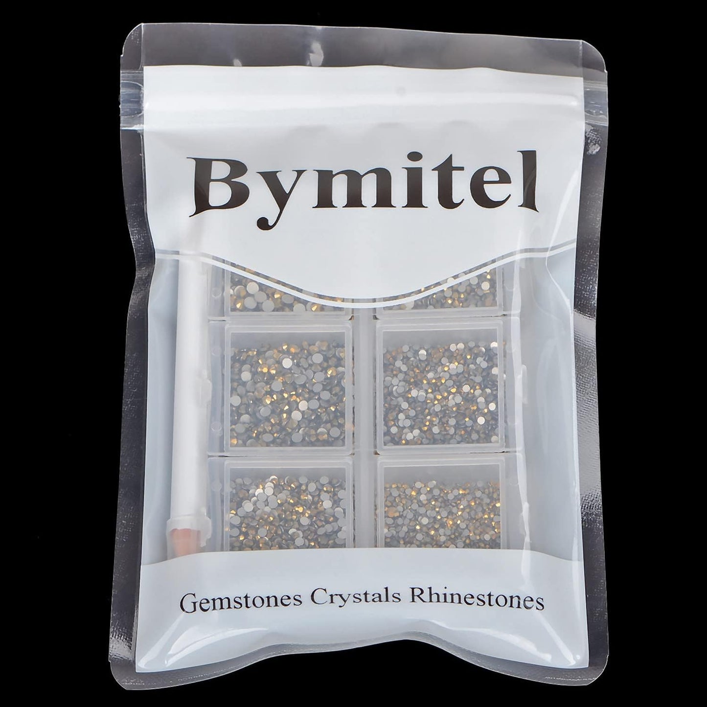 Bymitel 7200 Pieces 6 Mixed Sizes Glue Fix on Glass Rhinestones Round Crystal Gems Flatback for DIY Jewelry Making with one Picking Pen (6-Sizes 7200PCS, Aurum)