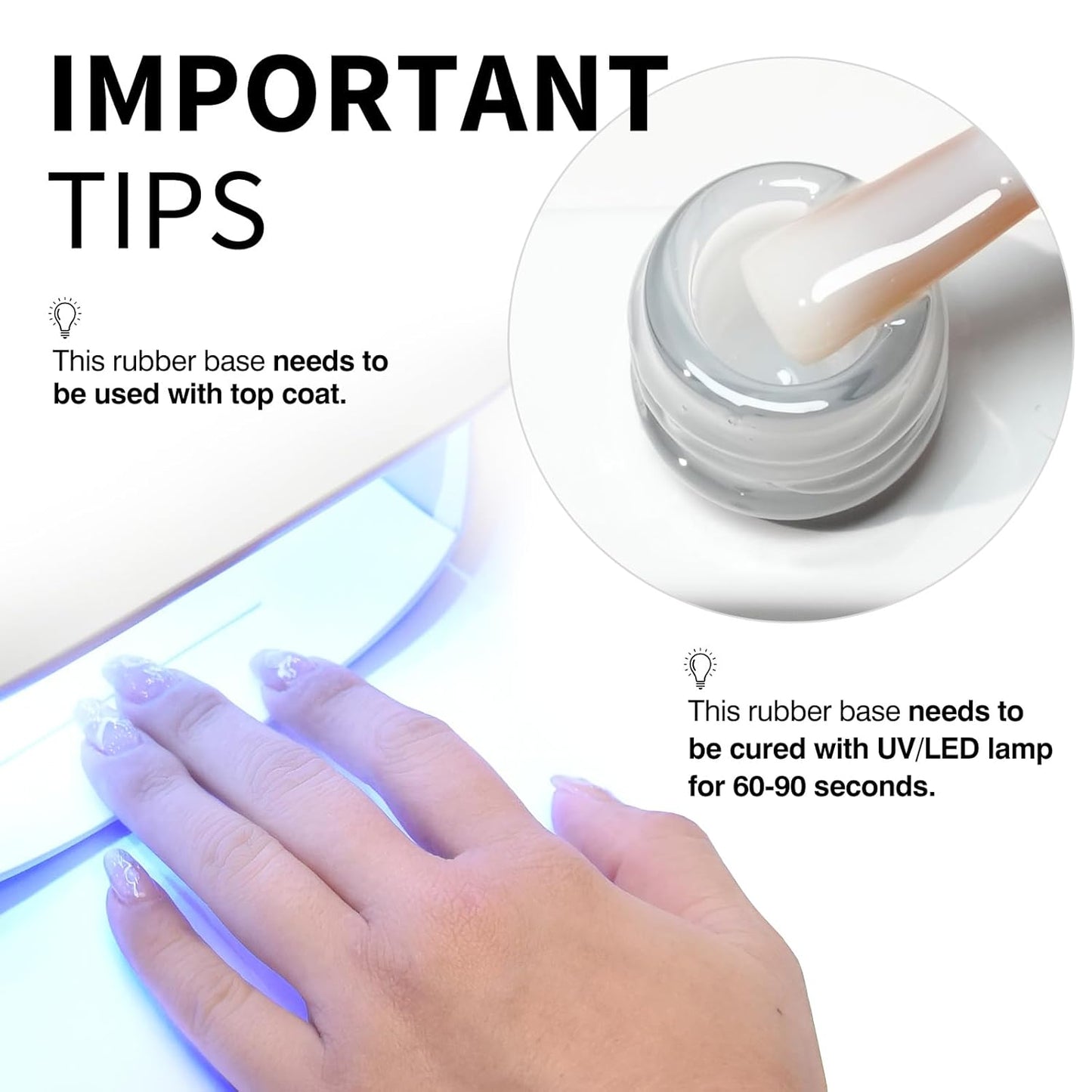 CANNI Rubber Base Gel - 9ml Clear Nail Strengthener Gel, Flexible Base Coat for Weak Nails, UV LED Soak Off Natural Look Manicure DIY Women