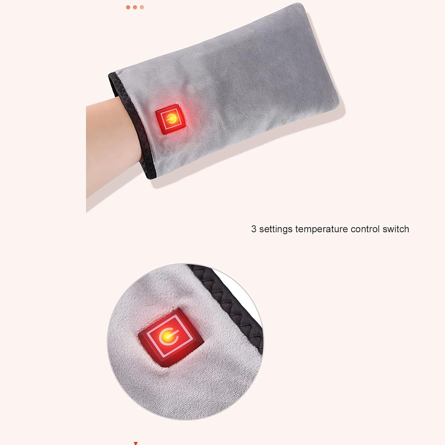 Heated Gloves,3 Settings Electric Heated Mittens Gloves for Arthritis and Hand Therapy, Hand Warmer Gloves for Spa Hand Care Women Beauty Nail Art Manicure (Grey)