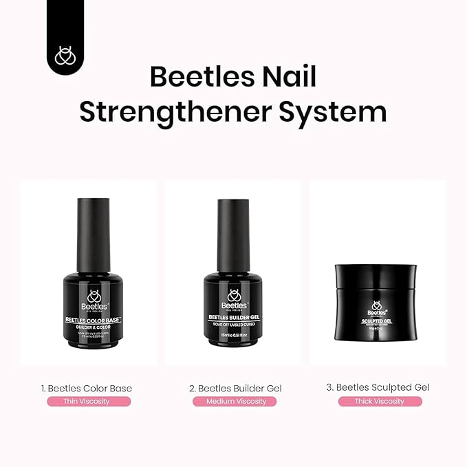 Beetles Rubber Base Color Gel Nail Polish Set 6 Colors Glitter Nude Pink Color Base 5 in 1 White Gel Polish Strengthener for Thin Nails Soak Off U V Nail Art DIY Gift for Women