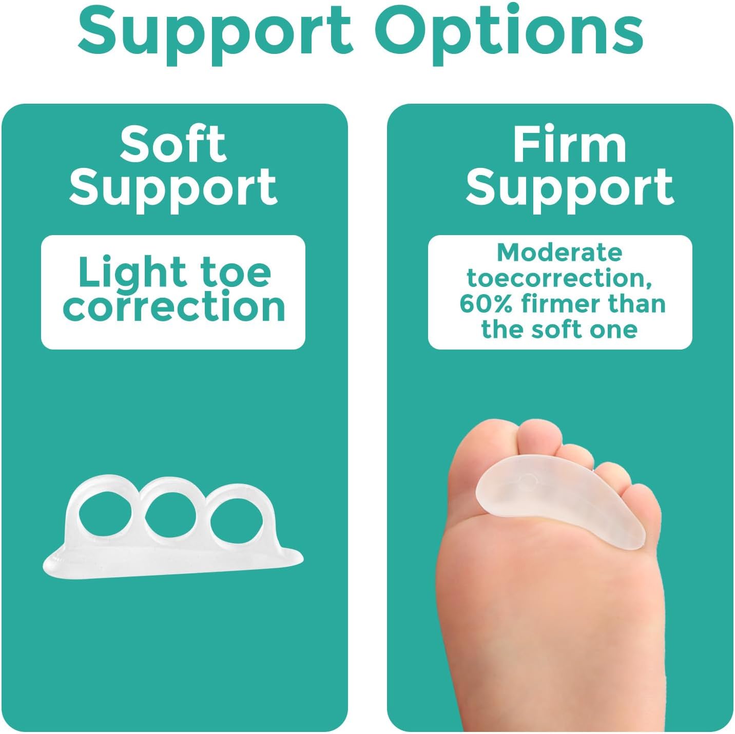Welnove Hammer Toe Straightener Toe Corrector for Women - 8 Pcs Hammer Toe Cushion Pads for Bent, Crooked, Curled, Claw, and Hammer Toes - Soft Support and Realignment(Clear, 3 Loop Design)