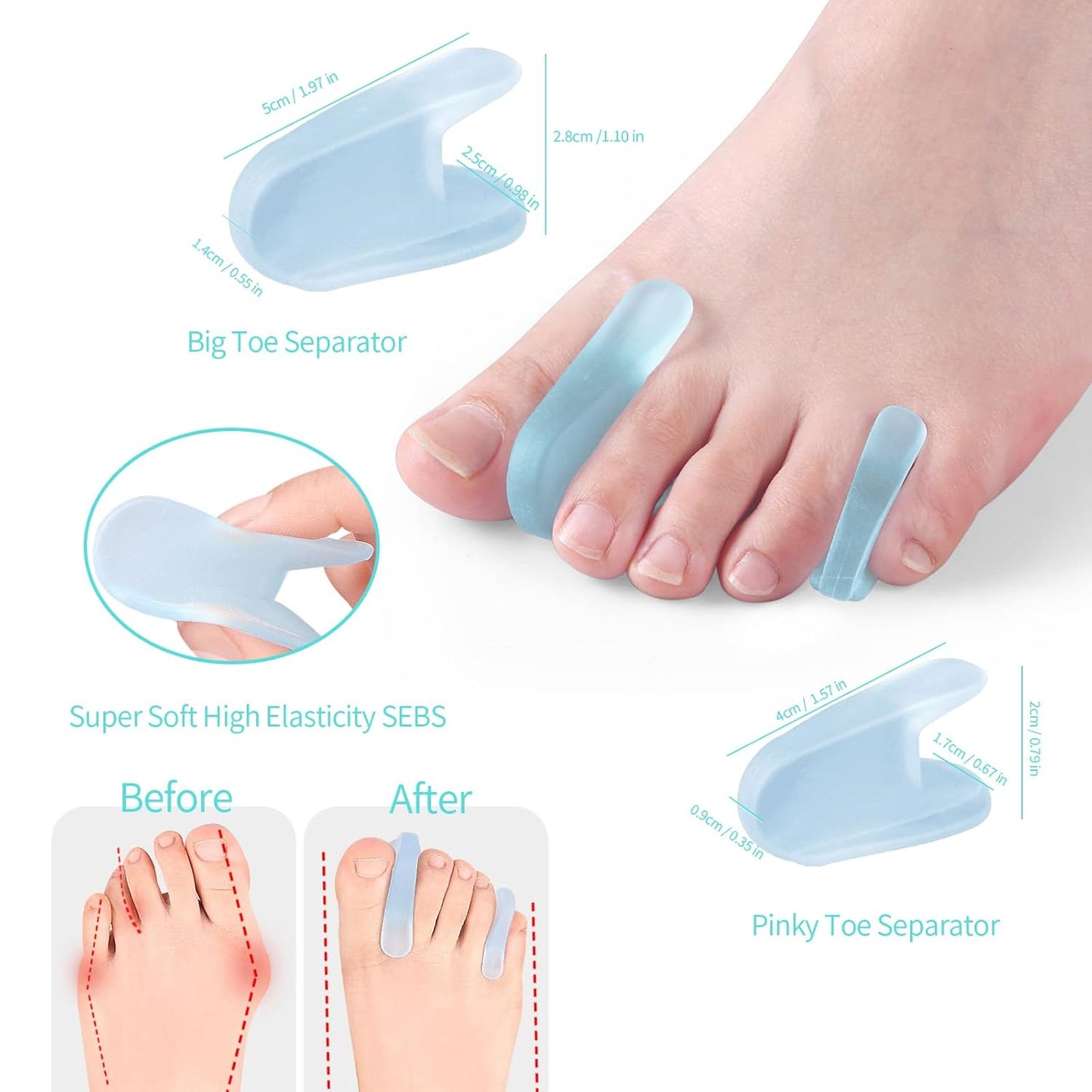 Bunion Corrector Sleeve Socks with Big Toe Separators and Pinky Separators Pack for Men and Women Non-Slip Big Toe Straightener Big Toe Alignment Bunion Toe Relief Pain (Khaki, Small)