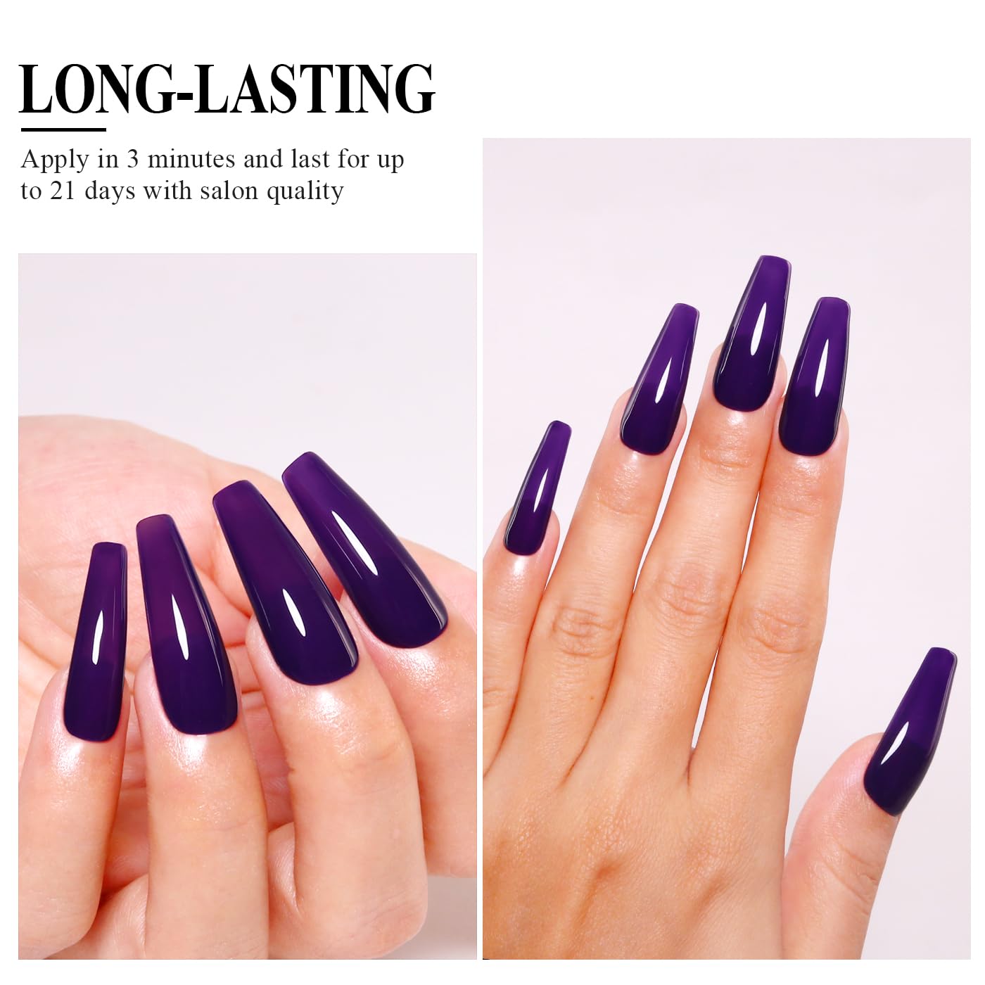 Imtiti Purple Gel Nail Polish, Starry Sky Purple Gel Polish High Gloss Soak Off UV LED Autumn Winter Art Manicure Salon DIY Design 10ML