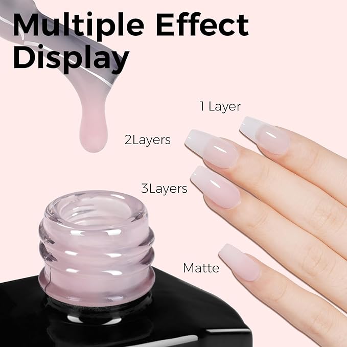 TOMICCA Gel Nail Polish, Light Pink Nail Polish Quick Dry, UV Jelly Pink Gel Polish Colors Long Lasting Nail Art Manicure Home DIY