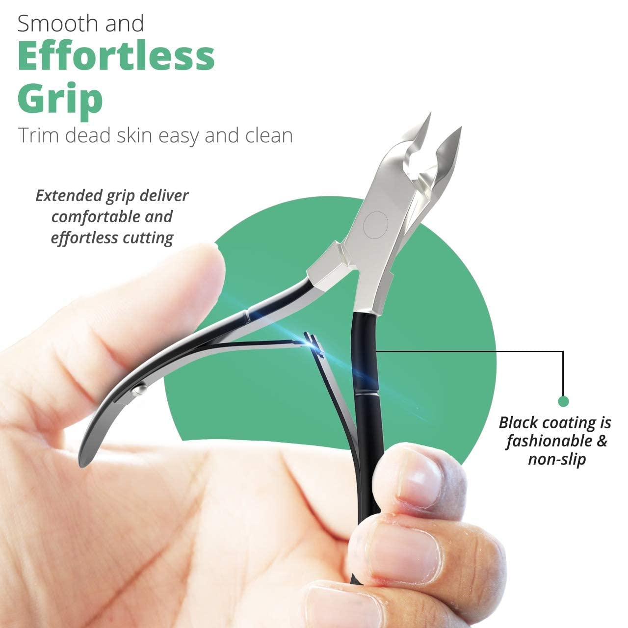 Professional Cuticle Trimmer with Cuticle Pusher Nail Cuticle Remover Nipper Silver Stainless Steel Sharp Blades Manicure Tools with Double Spring Nail Care Pedicure Nail Tools Home Spa (Black)