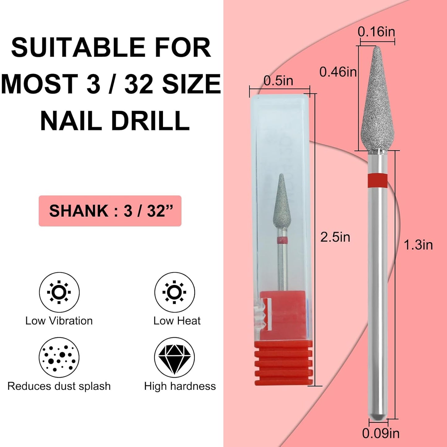 Cuticle Clean Nail Drill Bit 3/32'',Russian Manicure Drill Bits Professional Safety Carbide Under Nail Cleaner Nail Bit for Cuticle Dead Skin Nail Prepare, Manicure Nail Salon (Fine)