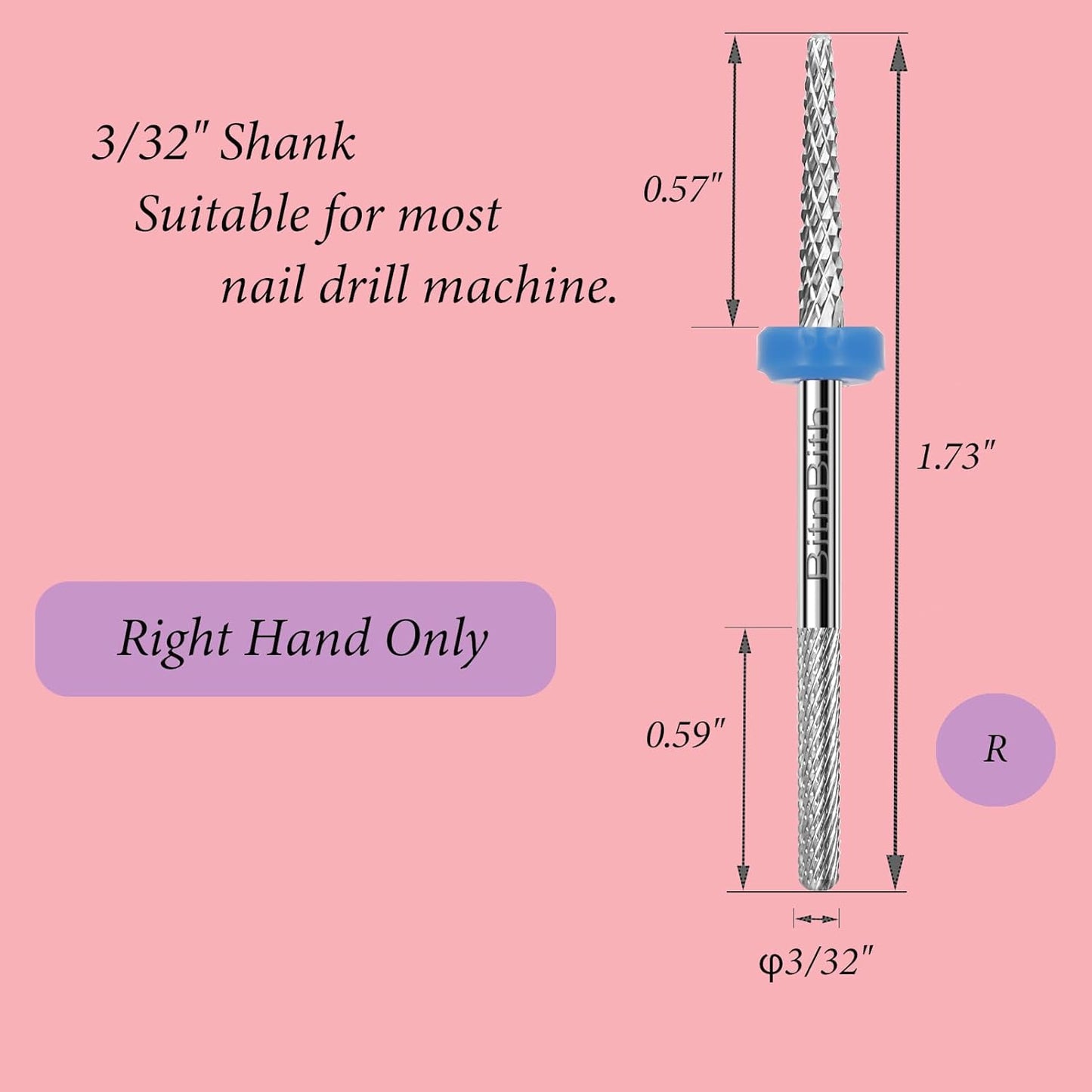 Nail Drill Bit Double Heads Cuticle Nail Drill Bit 3/32" Professional Tungsten Carbide Nail Bit,Safety for Nail Prepare,Dead Skin Cleaner,Manicure Pedicure Nail Supplies Home Salon,Medium