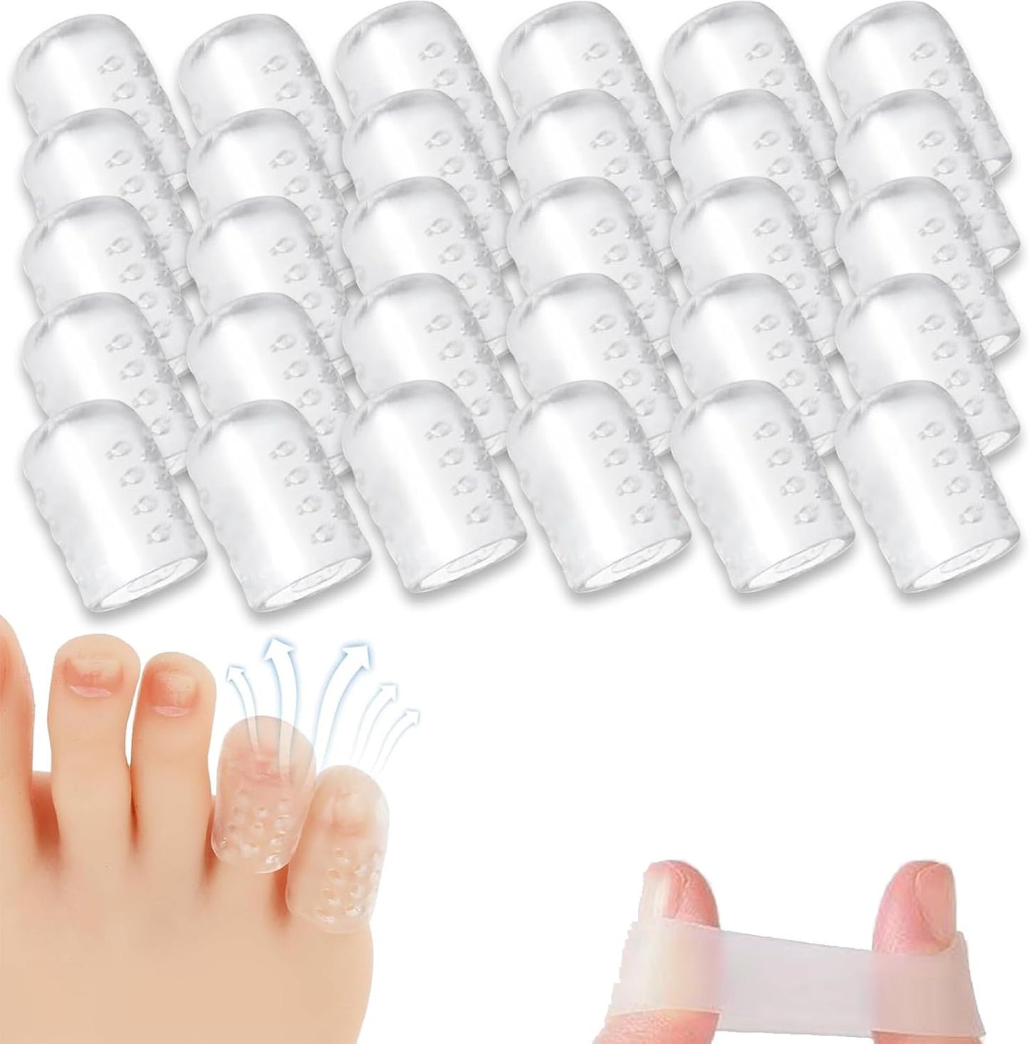 Silicone Anti-Friction Toe Protector, Silicone Toe Protectors, 2024 New Gel Toe Protectors, Breathable Little Toe Covers, Blisters, Calluses, and Corns Protection (30PCS)