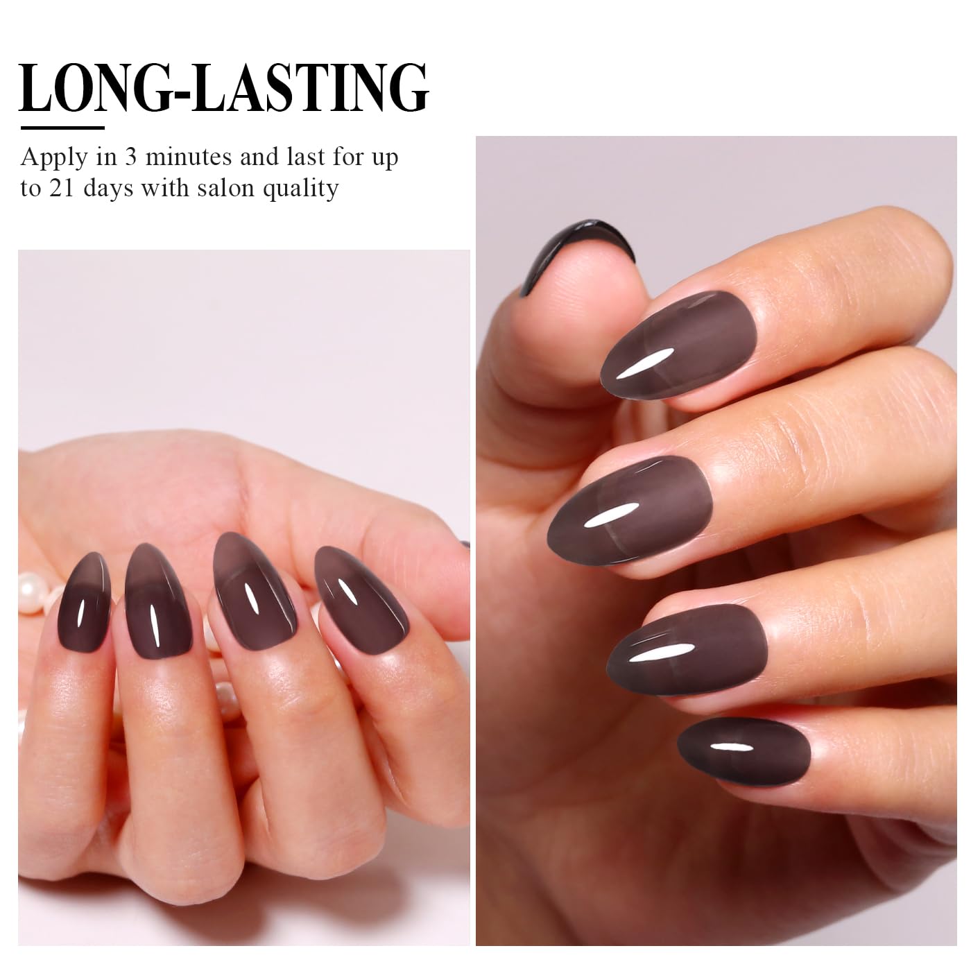 Imtiti Jelly Gel Nail Polish, 1 Pcs 0.5 Fl Oz Black Jelly Gel Polish Soak Off LED U V Nail Gel Polish Sheer Translucent Gel Nail Polish DIY Nail Art Starter Manicure Salon Gel Nail Kit for Women Girls