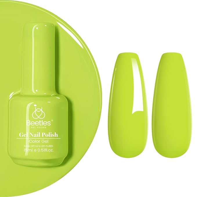 Beetles Light Green Gel Nail Polish - Halloween Chartreuse Green Color Gel Polish Soak Off UV LED Nail Art Design Manicure Salon DIY 1Pcs 15ml