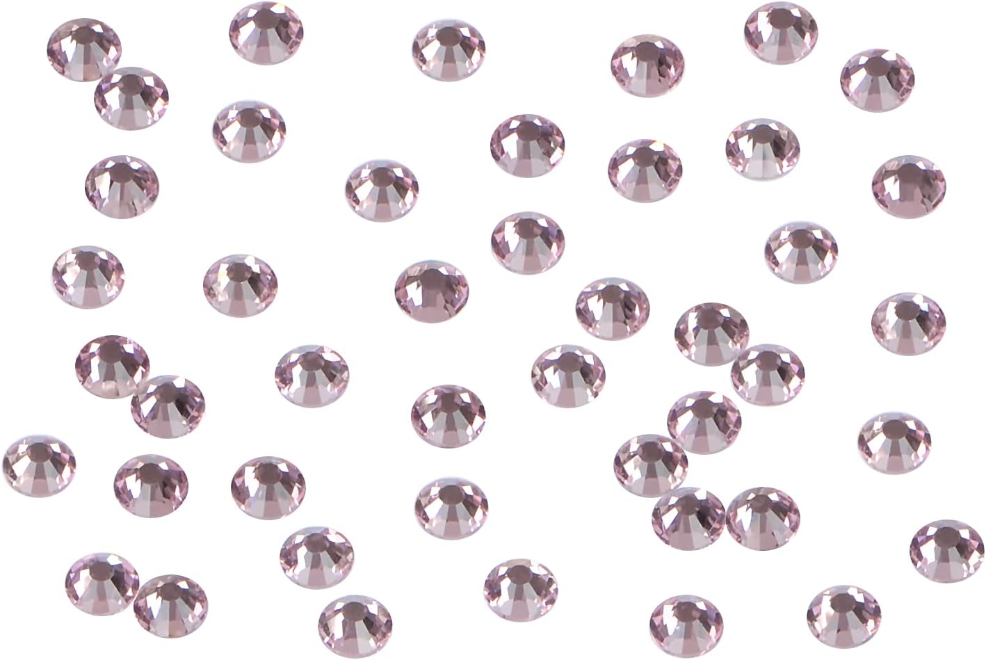 2880PCS Art Nail Rhinestones Non Hotfix Glue Fix Round Crystals Glass Flatback for DIY Jewelry Making with one Picking Pen (ss4 2880pcs, Lt. Rose)