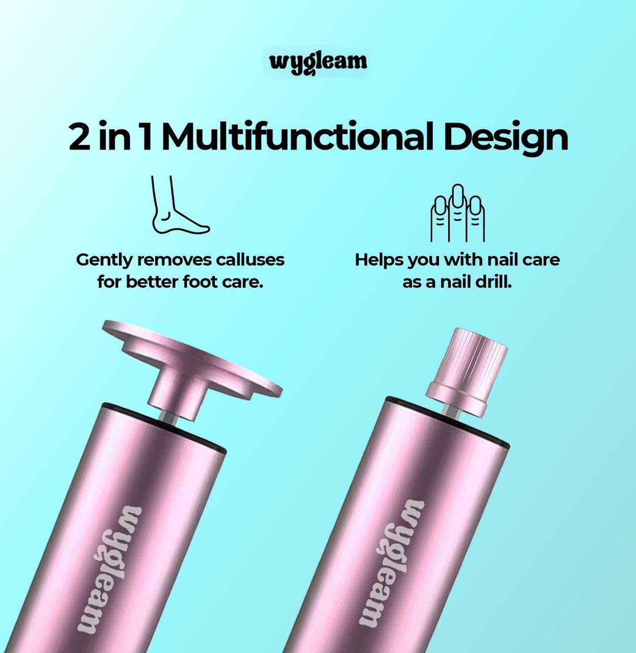 2-in-1 Electric Callus Remover and Nail File Drill Kit for Flawless Feet & Nails - 3 Speeds, Rechargeable, Professional at-Home Pedicure & Manicure Tool